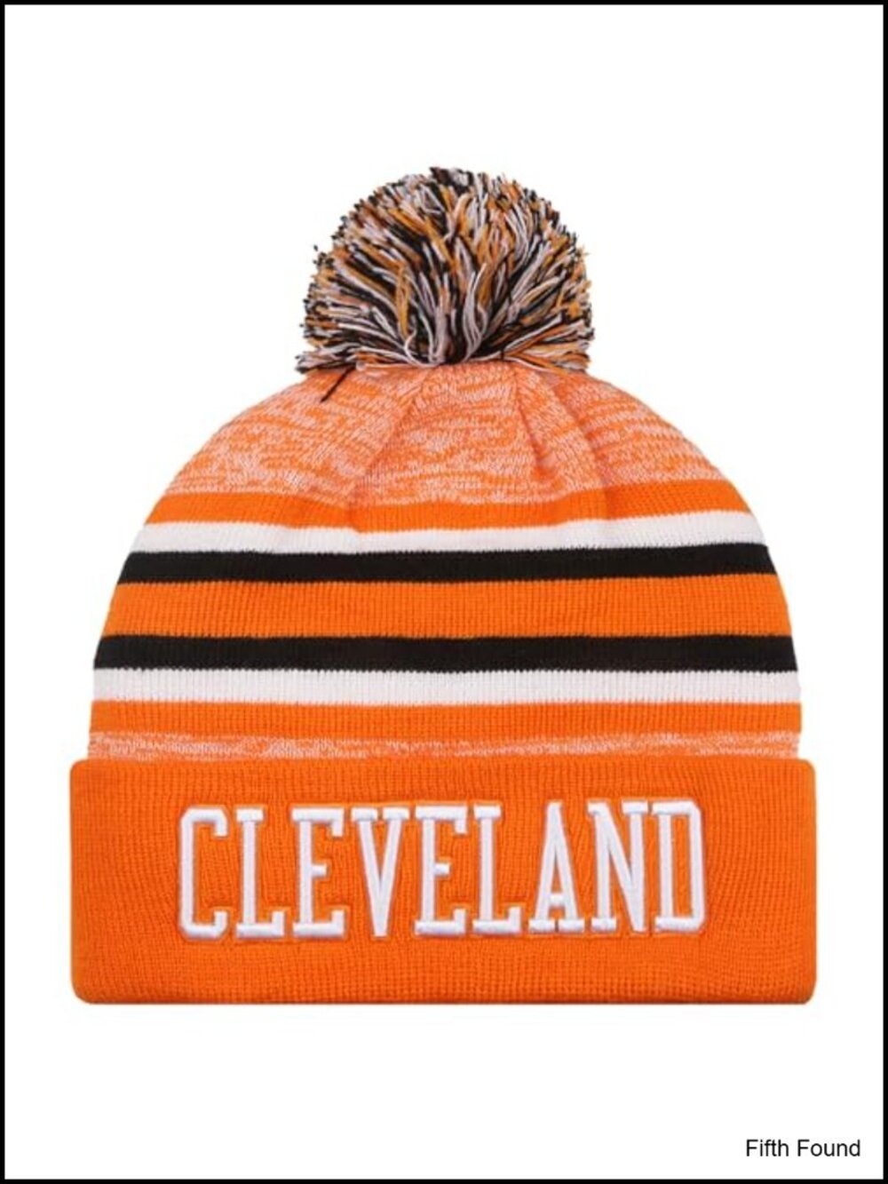 Cuffed Acrylic Football Beanie Winter Knit Hat, One Size Adult